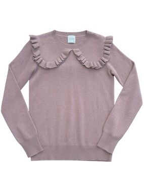 EUC MADELEINE THOMPSON 100% Cashmere Adelboden Frill Sweater Taupe Small $410.00